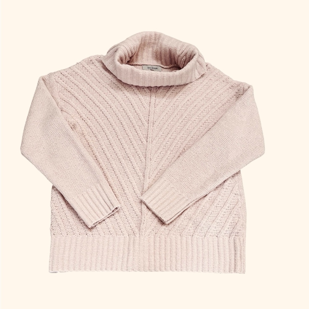 Casacabana Cowl-Meck Women's Cozy Pink Knit Sweater Size Large